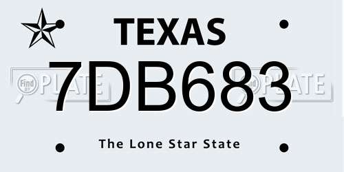 7DB683 Texas License Plate