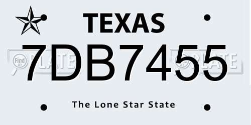 7DB7455 Texas License Plate