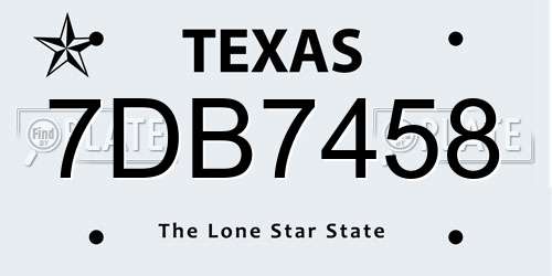 7DB7458 Texas License Plate