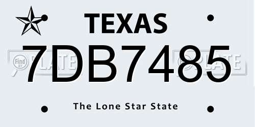 7DB7485 Texas License Plate