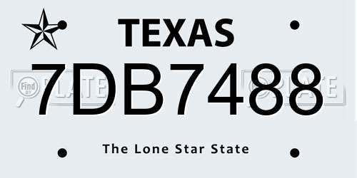 7DB7488 Texas License Plate