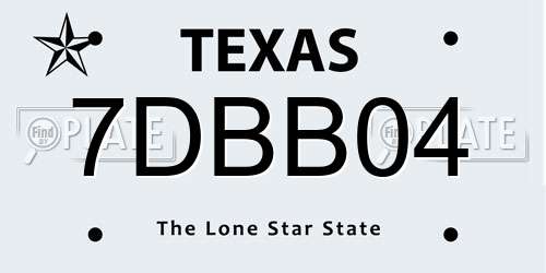 7DBB04 Texas License Plate