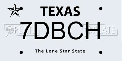 7DBCH Texas License Plate