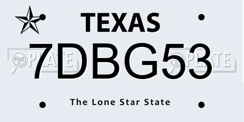 7DBG53 Texas License Plate