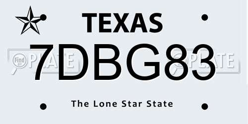 7DBG83 Texas License Plate