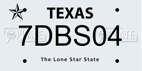 7DBS04 Texas License Plate
