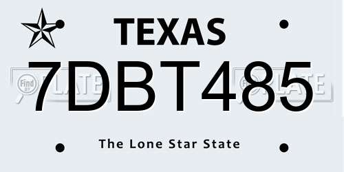 7DBT485 Texas License Plate