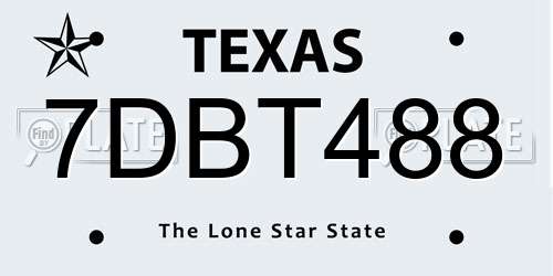 7DBT488 Texas License Plate