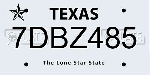 7DBZ485 Texas License Plate