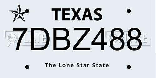 7DBZ488 Texas License Plate