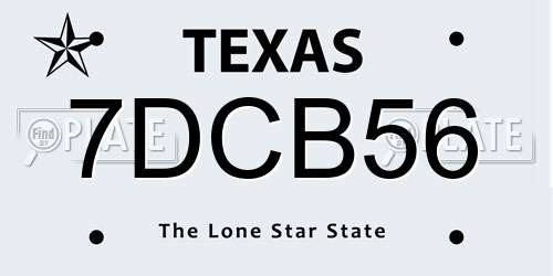 7DCB56 Texas License Plate