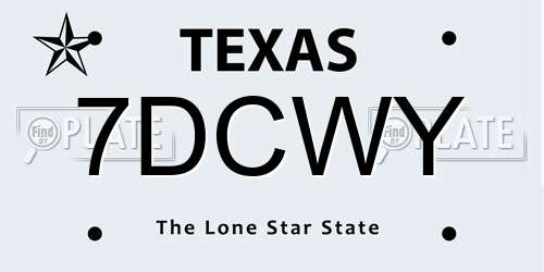 7DCWY Texas License Plate