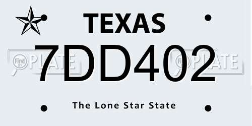 7DD402 Texas License Plate