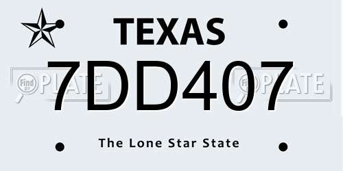 7DD407 Texas License Plate