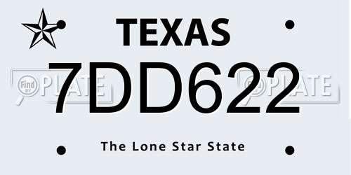 7DD622 Texas License Plate