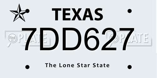 7DD627 Texas License Plate