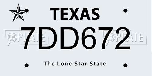 7DD672 Texas License Plate