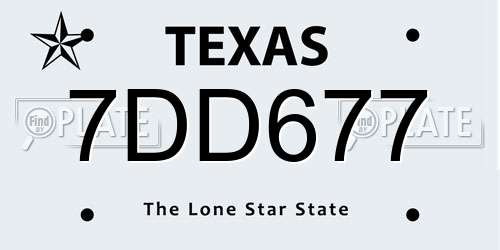 7DD677 Texas License Plate