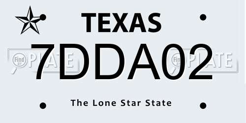 7DDA02 Texas License Plate