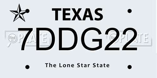 7DDG22 Texas License Plate