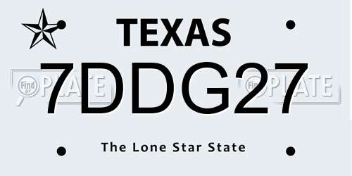 7DDG27 Texas License Plate