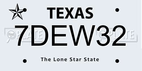 7DEW32 Texas License Plate