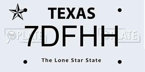 7DFHH Texas License Plate