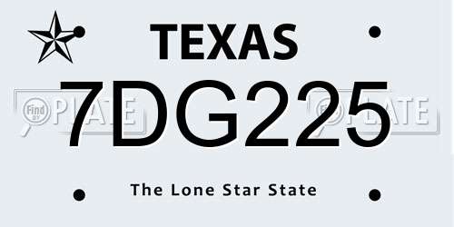 7DG225 Texas License Plate