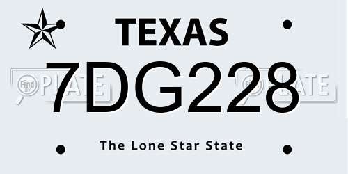 7DG228 Texas License Plate