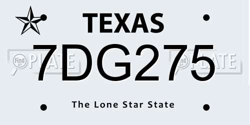 7DG275 Texas License Plate