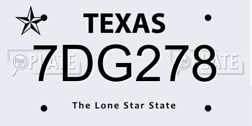 7DG278 Texas License Plate