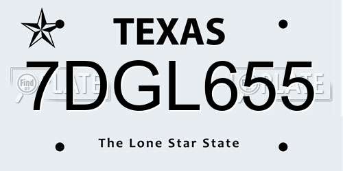 7DGL655 Texas License Plate