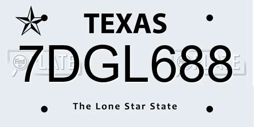 7DGL688 Texas License Plate