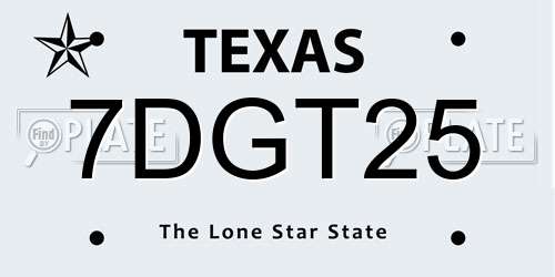 7DGT25 Texas License Plate