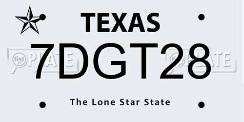 7DGT28 Texas License Plate