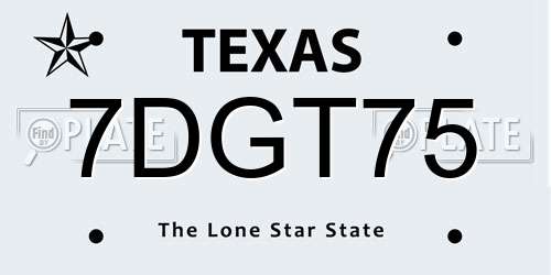 7DGT75 Texas License Plate