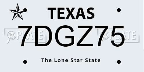7DGZ75 Texas License Plate