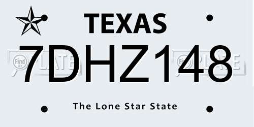 7DHZ148 Texas License Plate