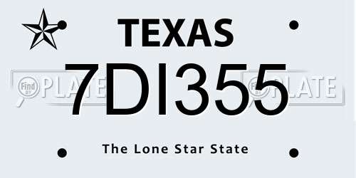 7DI355 Texas License Plate