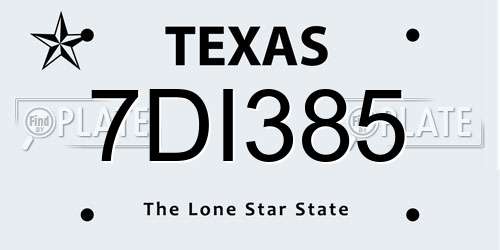 7DI385 Texas License Plate