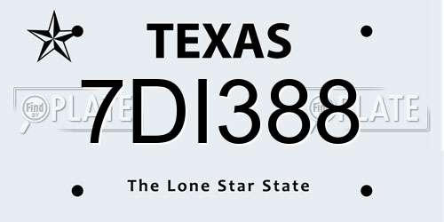 7DI388 Texas License Plate