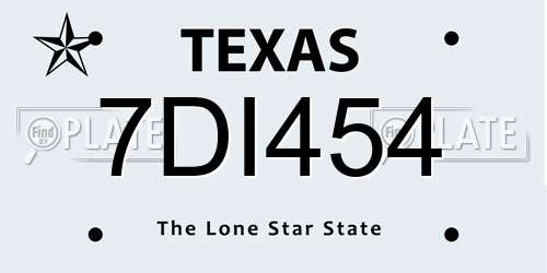 7DI454 Texas License Plate