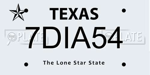 7DIA54 Texas License Plate