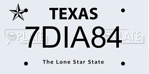 7DIA84 Texas License Plate