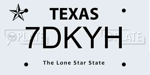 7DKYH Texas License Plate