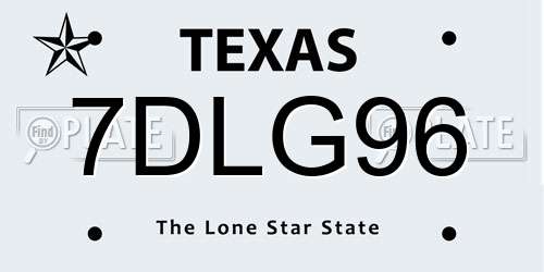 7DLG96 Texas License Plate