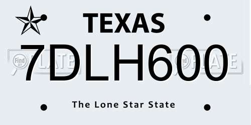 7DLH600 Texas License Plate
