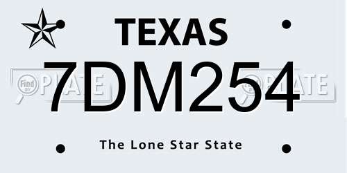 7DM254 Texas License Plate