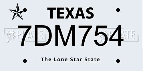 7DM754 Texas License Plate
