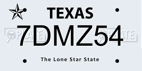 7DMZ54 Texas License Plate